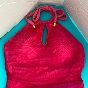 Ralph Lauren PINK Ombre Palm High Neck Halterkini